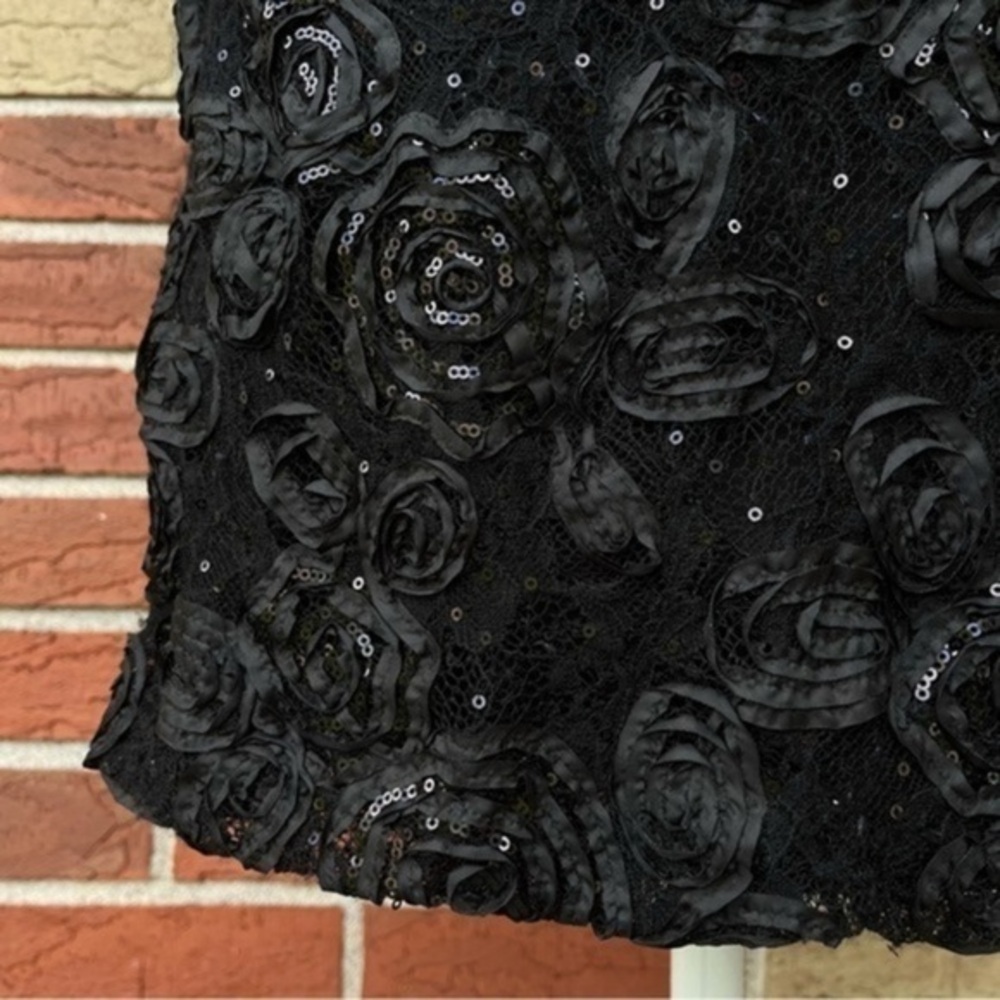 Jackie Jon New York Sequin Ruched Textured Black Sleeveless Keyhole Mini Dress 👗 - Picture 7 of 10
